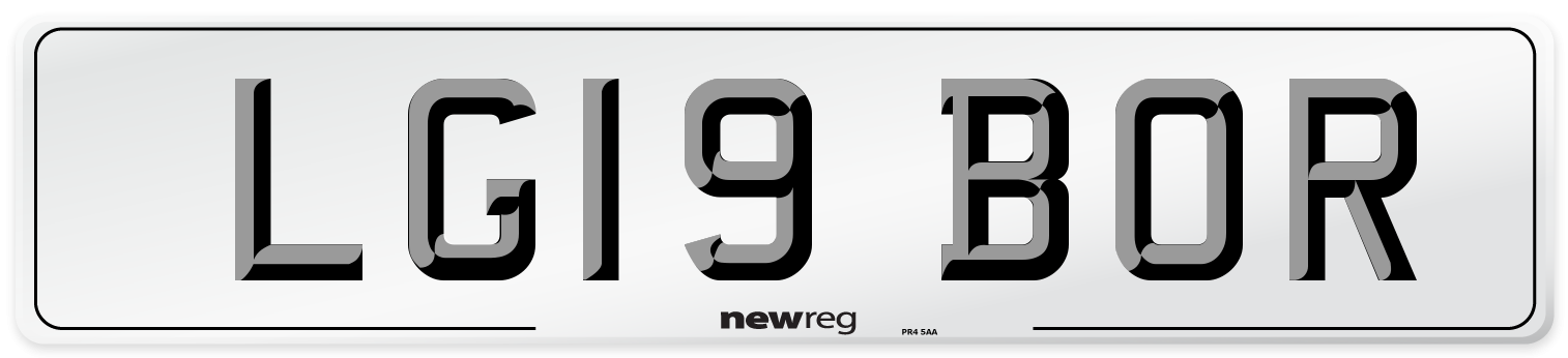 LG19 BOR Number Plate from New Reg